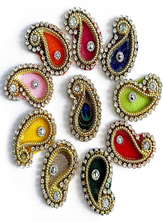 Adikala 25 pc Paisley Shape Decorative Embroidered Appliqué Patches for Goddess & Laddu Gopal Dress Creation, Art & Craft DIY, Clothes, Blouse, Embroidery Work (Multi 1) - Image 1